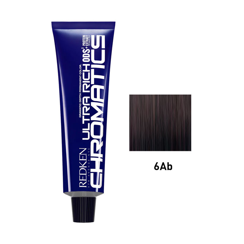 картинка Краска для волос без аммиака - Redken Chromatics Ultra Rich  6AB - натуральный пепельно-голубой